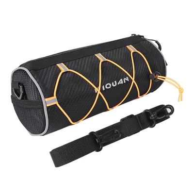 YIQUAN 07CD0040 Mountain Bicycle Cylindrical Front Handlebar Bag Reflective Cycling Storage Pouch with Shoulder Strap