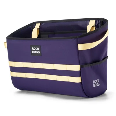ROCKBROS For Brompton Folding Bike Handlebar Front Bag Commuting Cycling 16L Waterproof Storage Basket - Purple