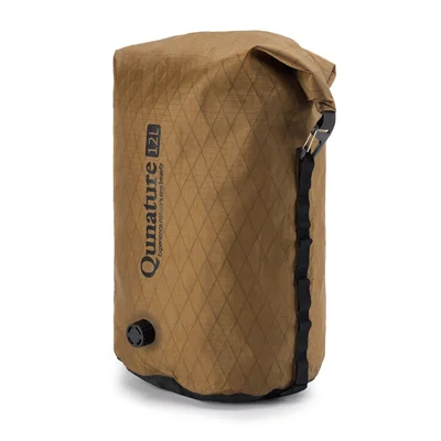 QUNATRUE 12L Bolsa de Manillar para Bikepacking Impermeable Saco de Compresión para Bicicleta de Carretera / Montaña, 23 x 18 x 54cm - Caqui