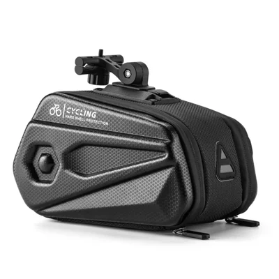 WEST BIKING YP0707268 Bike Saddle Bag 2.6L Hardshell Seat Pack with Adjustable Bracket Cycling Gear - Black