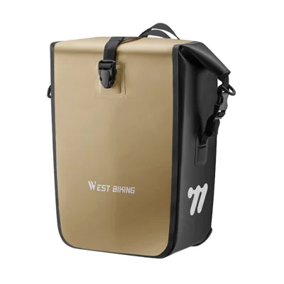 WEST BIKING YP0707434 Bike Shelf Bag Waterproof Quick Release Pannier for Cycling Touring 18-28L Expandable - Khaki