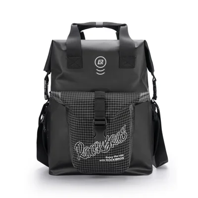 ROCKBROS AS-158 18L Roll-up Handlebar Bag Waterproof Nylon Cycling Helmet Storage Bag for Folding Bike - Black / 18L