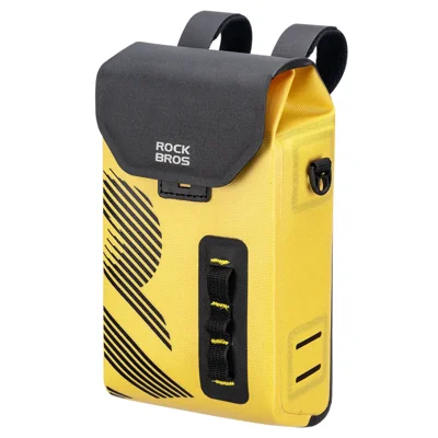 ROCKBROS AS-160 1.3L Handlebar Bag for Road / Mountain / Folding Bike Waterproof Magnetic Flip Cover Cycling Pack - Black+Yellow