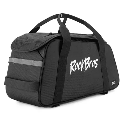 ROCKBROS A41 10.5L Bike Rear Rack Bag with Detachable Helmet Mesh Pocket Outdoor Cycling Travel Pack - Black