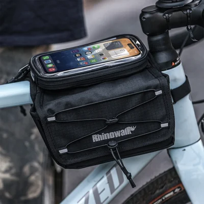 RHINOWALK BCT0205 2,4 L Cykelrammetaske Vandtæt Touchscreen Phone Holder Top Tube Taske - Sort