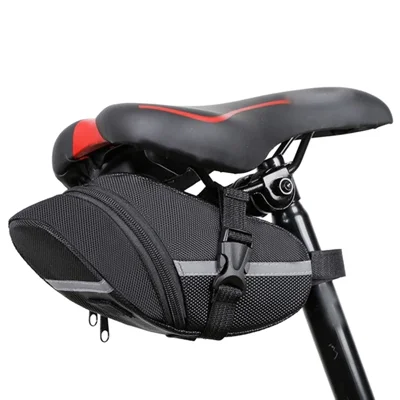 Bolsa para sillín trasera impermeable, bolsa para asiento trasero para bicicleta de montaña, almacenamiento para teléfono - Negro