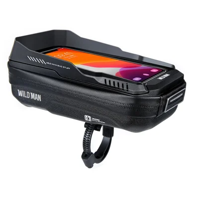 WILD MAN XT3 Bike Touchscreen Phone Holder Bag for Mountain Bicycle Handlebar Mount Waterproof Storage Pouch - Black/0.6L