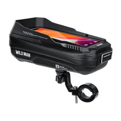WILD MAN XT3S Bolsa de Manillar Impermeable con Soporte de Pantalla Táctil - Negro/0.6L