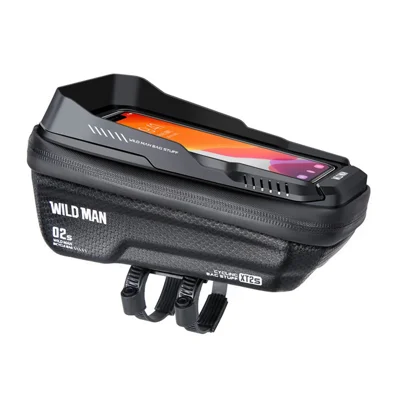 WILD MAN XT2S Cycling Phone Holder Mountain Bike Tube Bag EVA Hard Shell Front Frame Bag - Black/1L