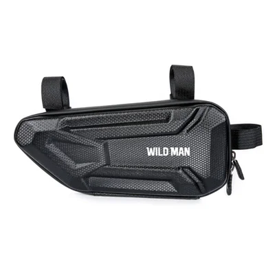 WILD MAN XT4 Waterproof Bike Frame Bag 1.2L EVA Hard Shell Triangle Bag for Mountain Road Electric Bicycle - Black/Honeycomb Texture
