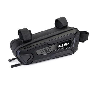 WILD MAN Bike Triangle Bag Hard Shell Frame Bag for Mountain Road Bicycle Cycling Equipment Storage - Black/1L