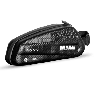 WILD MAN EX Mountain Bike Top Tube Bag EVA Hard Shell Waterproof Road Bike Frame Bag for Cycling - Black/1L