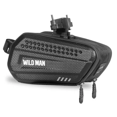 WILD MAN ES7 Bike Tail Bag 1.2L EVA Hard Shell Waterproof Saddle Bag for Road Mountain Bicycle Cycling - Black/1.2L