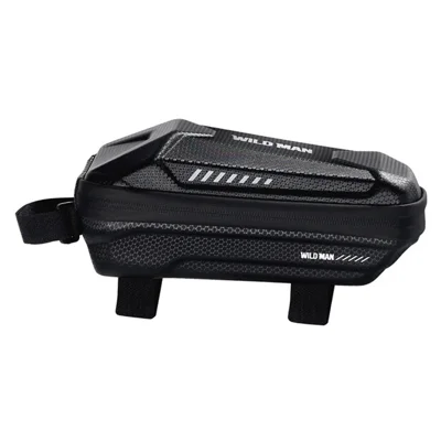 WILD MAN ES5 Waterproof EVA Hard Shell 1L Bike Frame Bag Reflective Top Tube Bag for Cycling - Black/Basic Version
