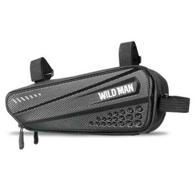 WILD MAN ES4 Bolsa de Triângulo para Bicicleta 1,2L com Estrutura Rígida em EVA para Bicicletas de Estrada e Montanha - Preto/1,2L