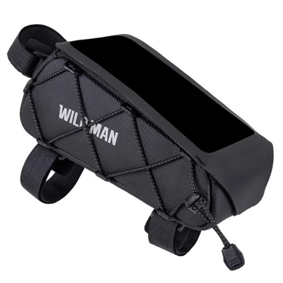 WILD MAN GX100 Bolsa de Tubo Superior de Bicicleta 1L Bolsa Impermeable con Soporte para Teléfono con Pantalla Táctil para Bicicleta de Montaña y Carretera - Negro / 1L