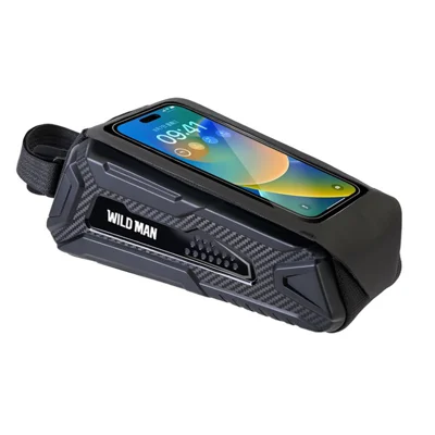 WILD MAN M90 1L Bolsa de Cuadro Dura para Bicicleta de Montaña, Bolsillo Superior con Pantalla Táctil para Teléfono, - Negro