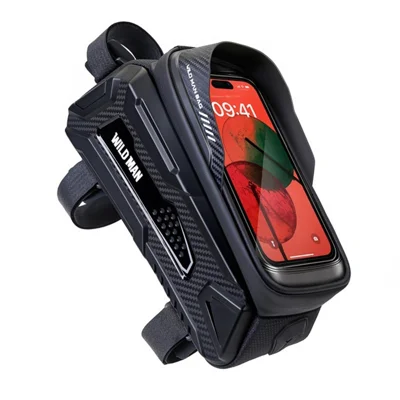 WILD MAN M30 Bolsa de Marco de Bicicleta de Cáscara Dura EVA 1L Soporte para Teléfono con Pantalla Táctil Bolsa para Tubo Superior para Ciclismo de Montaña y Carretera - Negro|1L