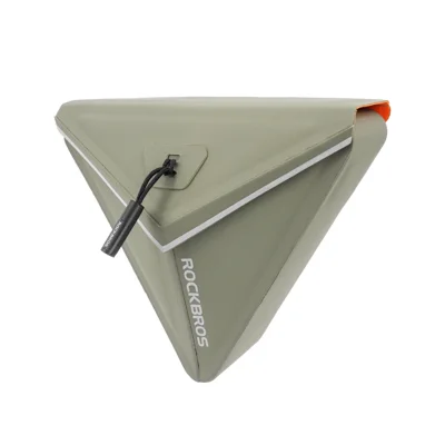 ROCKBROS 30130097 Bike Saddle Bag 0.6L IPX6 Waterproof Magnetic Quick Release Triangle Pack for Cycling - Army Green