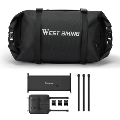 WEST BIKING YP0707446 Waterproof Bicycle Handlebar Bag 13L Long Tube for Cycling Touring - Black