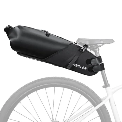 NEWBOLER BIK13-BAG232 Bike Saddle Bag with Password Lock Waterproof PVC Expandable Seat Pack for Mountain Bike Gravel Cycling - Black