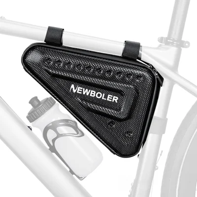 NEWBOLER BIK13-BAG651 EVA Hard Shell Triangle Bike Bag 2L Waterproof Front Beam Bag for Mountain Road Cycling - Black