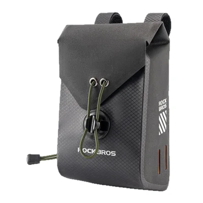 ROCKBROS AS-178 1.1L Bicycle Handlebar Bag Waterproof Magnetic Closure Reflective Front Frame Pouch for Cycling - Black