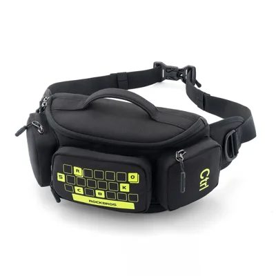 ROCKBROS YB004 2.5 л Расширяемая поясная сумка 3.2 л, нагрудная сумка с магнитной застежкой для мотоцикла, велосипеда, скутера, занятий спортом на открытом воздухе — черный контрастный цвет