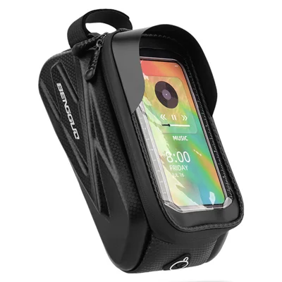 BENGGUO BG-0835 Bicycle Top Tube Bag PU + TPU Waterproof Touchscreen Bike Phone Bag for Cycling - Black