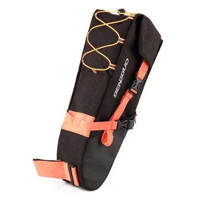 BENGGUO BG-0832 10L Bicycle Saddle Bag Waterproof Bike Tail Bag with Internal Frame and Tail Light Mount for Cycling - Black Orange