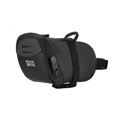 ROCKBROS F007 0.4L Bicycle Saddle Bag Polyester + PP Tail Bag for Road Mountain Folding Bikes - Deep Black