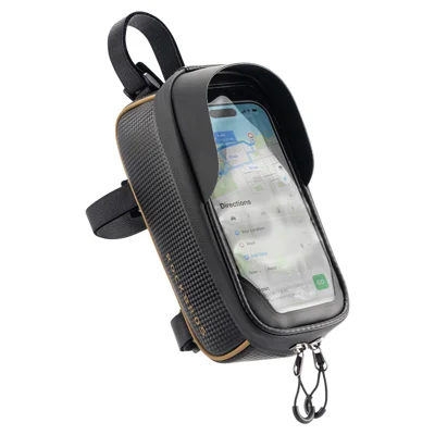 ROCKBROS 30120146 1.5L Bicycle Top Tube Bag PU + EVA Touchscreen Waterproof Magic Tape Frame Storage Bag - Gold Logo