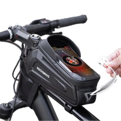 Bolsa de Bicicleta ROCKBROS à Prova d'Água para Celular, Bolsa de Quadro de Bicicleta, Bolsa de Bicicleta Tátil na Parte Superior