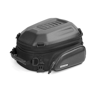 RHINOWALK MTR4001 Expandable Motorcycle Hard Shell Tail Bag Motocross Trunk Tail Bag - Carbon Fiber Black