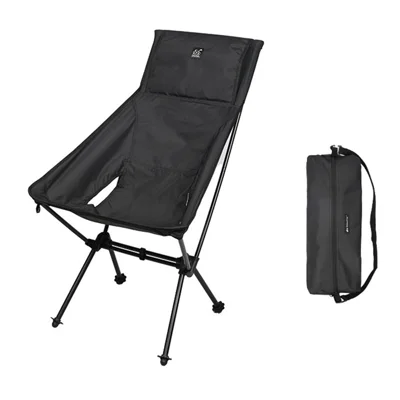 SHINETRIP A429 Silla plegable de camping, pesca, respaldo alto, portátil, silla de luna, playa, senderismo, picnic, color negro