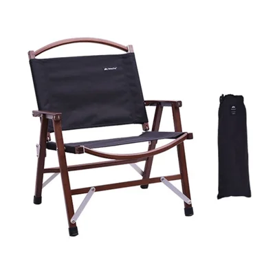 SHINETRIP A375 Silla de Playa Portátil de Madera de Nogal Negro para Exteriores - Negro