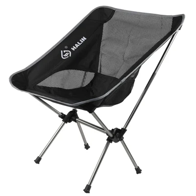 HALIN HS-334 Silla Plegable Portátil Aleación de Aluminio Polo Tela Oxford 1200D Silla de Camping con Respaldo - Gris