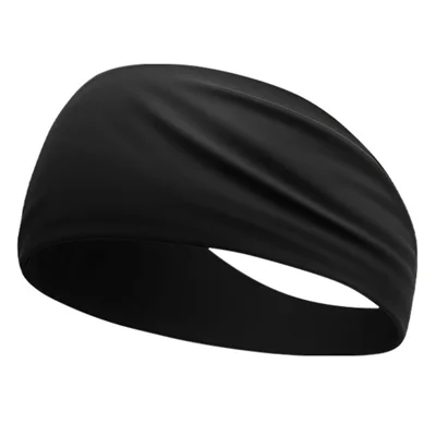 Summer Kids Sports Headband Milk Silk Sweat Wicking Breathable Elastic Hair Band for Running Outdoor Activities - Black