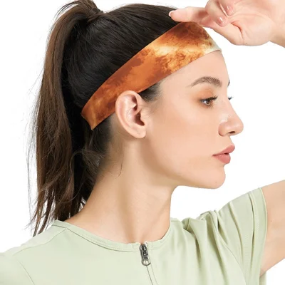 YF-HJ026 Elastic Quick Dry Sports Headband Outdoor Running Sweat Absorbing Hair Band - Abstract / Rock Yellow