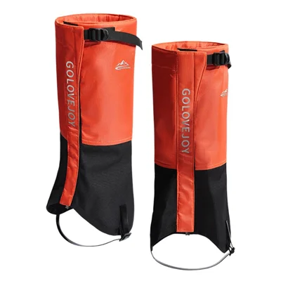 GOLOVEJOY HX39 1 Pair Plush Lining Waterproof Leg Gaiters Outdoor Hiking Climbing Skiing Leg Cover - Orange M