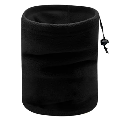 Winter Outdoor Neck Gaiter Warm Polar Fleece Cycling Hiking Face Mask - Black Double Layer