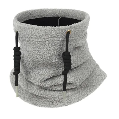 For Outdoor Sports Winter Thermal Neck Gaiter Multifunction Cycling Face Mask with Drawstring - Light Grey