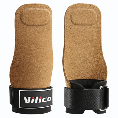 VILICO A0138 1 Pair Weightlifting Gloves Anti Slip Palm Protector Strength Training Pull Up Exercise Grip - Brown