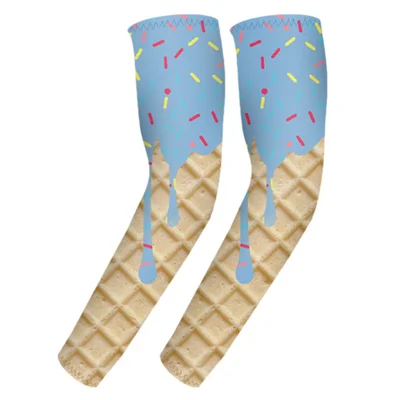1 Pair Size M Ice Cream Compression Sun Protection Arm Sleeves Cooling Arm Guards for 8-10 Years Kids - HFBXT-001