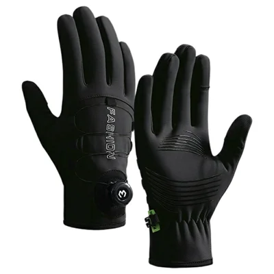 DB83 1 Paar Winterfahrradhandschuhe winddicht rutschfest, Fleece, warme Handschuhe für Motorrad, Fahrrad, Outdoor - L / Schwarz