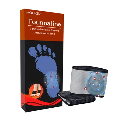 Bande d'orthèse en tourmaline HOUKEA, soutien de la voûte plantaire, soulagement des douleurs liées à l'aponévrosite plantaire et aux talons, soins des pieds - 1 paire