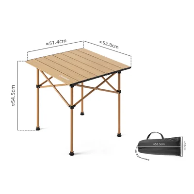 Mesa Plegable QUNATURE, Mesa de Camping Portátil con Bolsa de Transporte para Picnic, Senderismo al Aire Libre - Color Madera de Haya