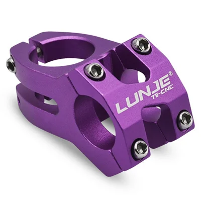 LUNJE XT-A089-2 Aleación de Aluminio MTB Bicicleta Vástago Hueco Manillar de Bicicleta Vástago, 25.4mm - Púrpura