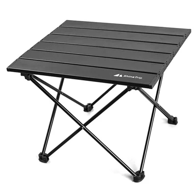 SHINETRIP A292-G0S Portable Outdoor Camping Table Aluminum Alloy Foldable Desk Table, Size S - Black