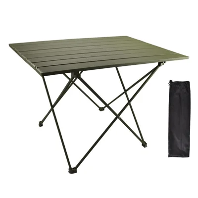HALIN 68.5x45.5x46.5cm Outdoor Picnic BBQ Folding Table Aluminum Alloy Portable Folding Desk Table, Size L - Verde